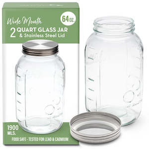 Large Glass Jars and Stainless Lids - Pack of 6 (1900ml)