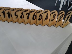 Centrepieces: Black Table Numbers on Plywood