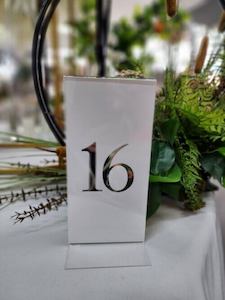 Silver on White Acrylic Table Number