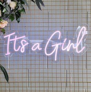 Its A Girl Neon Pink Light Sign For Sale