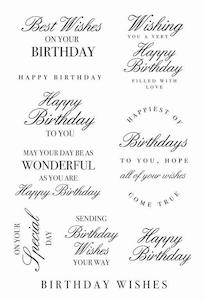 Artist supply: CS362 : Birthday Wishes Clear Stamp