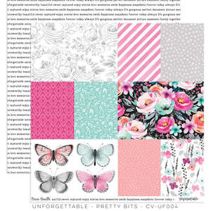 Artist supply: Coco Vanilla : CV-UF004 - Unforgettable  Pretty bits Paper