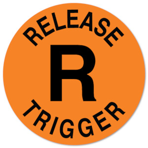 RELEASE TRIGGER Warning Sticker, cut label decal for shotgun safety