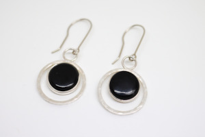 Half Round Bezel Earrings set in Silver Rounds