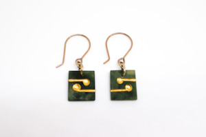 Kowhaiwhai (Painted Scroll) Gold Accent Earrings