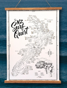 The Surf Quest Map Wooden Magnetic Hanging Frame (Teak) - (Map not included)