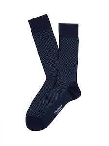 Marcoliani Navy Luxury Micro Pindot Socks