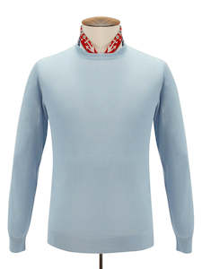 Clothing: Lugano Ribbed Crewneck Cotton Slate Blue