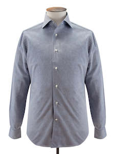 Grey Chambray Long Sleeve Camp Collar Shirt