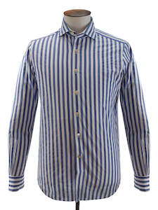 Mixed Blue Bengal Stripe Spread Collar Shirt