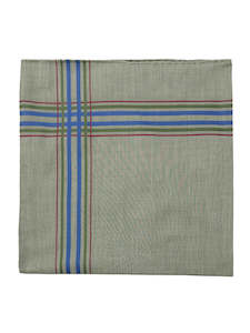 Simonnot Godard Sage Checkered Edge Cotton Neckerchief