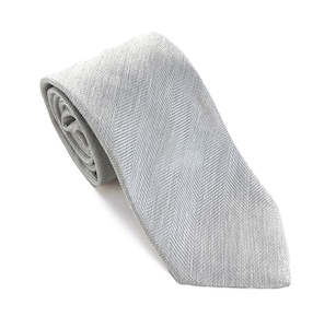 Platinum Herringbone Silk & Linen Tie