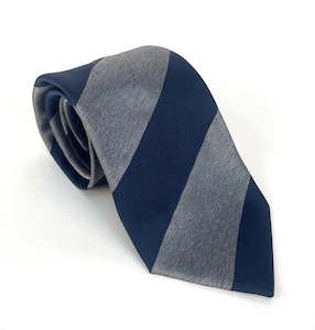 Navy & Light Grey Bold Stripe Shantung Silk Tie