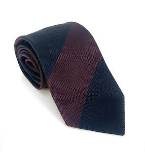 Navy & Grape Bold Stripe Cotton Silk Tie