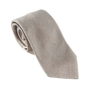 Gold Herringbone Silk & Linen Tie