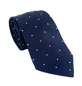 Clothing: Dark Blue Polka Dot Grenadine Tie