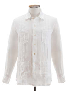 White Linen Guayabera Shirt