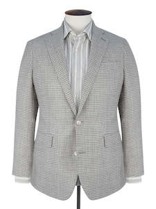 Pienza Blazer Taupe Wool Silk & Linen Houndstooth Heather