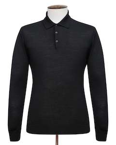 Black Fine Merino Polo