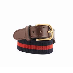 Clothing: Navy & Red Stripe Canvas Webbing Belt