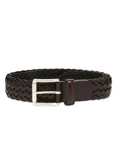 Clothing: Anderson's Dark Brown Plaited Leather Belt