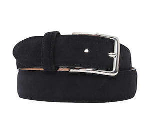 Black Suede 35mm Belt - Silver Buckle