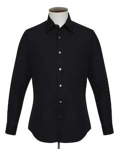 Black Spread Collar Slim Shirt