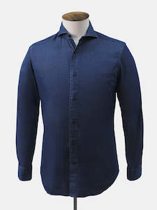 Clothing: Blue Denim English Cutaway Collar Shirt