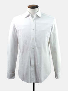 White Cotton Seersucker Shirt