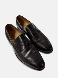 Clothing: Dark Brown Calf Leather Penny Loafer - Sample