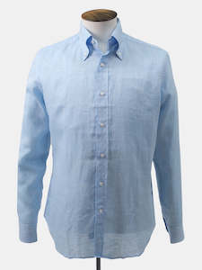 Sky Blue Long Sleeve Linen Shirt Sample