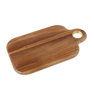 Kitchen Table: ACACIA & BRASS SERVING BOARD 38X22X1.8CM