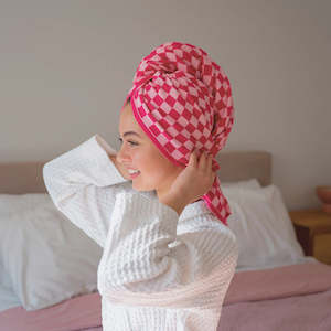 Bathroom: Hair & Travel Towel - Raspberry Chevron