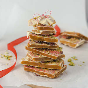 White Chocolate, Pistachio & Cranberry Toffee| 200g Jar