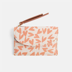 Coin Purse & Card Holder - Coral Heart