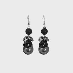 Perle Black Bead Black Pearl Hook Earrings