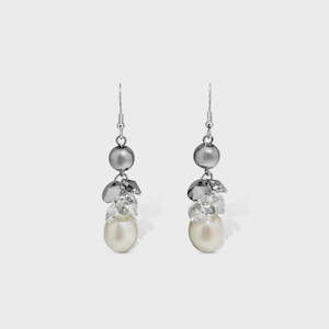 Perle Silver Beads White Pearl Hook Earrings