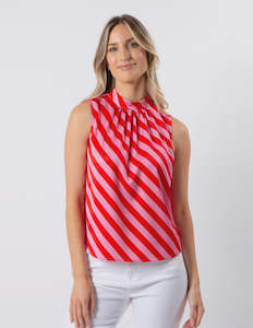 Jenna Top Pink and Red Stripe