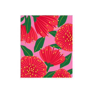 Bright Botanical Pink Pohutukawa Lens Cloth