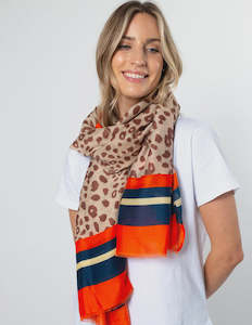 Accessories: LEOPARD STRIPE SCARF