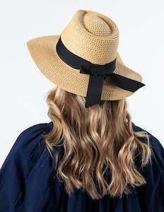 Straw Hat - Natural Black Bow