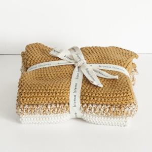 Ochre Knitted Wash Cloth Set