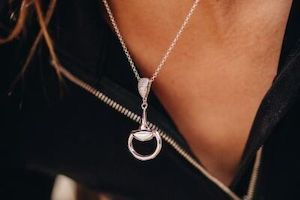 Silver Half Snaffle Bling Pendant Equestrian Jewellery