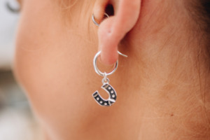 Silver Hoop Earrings with Charms Equestrian Jewellery