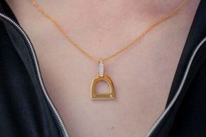 Diamond Set Gold Stirrup Pendant - Small - Crawford Hill Collections - Equestria…