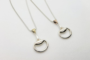 Products: Silver Half Snaffle Pendant & Chain with Yellow Or Rose Gold Bale Equestrian Jewellery