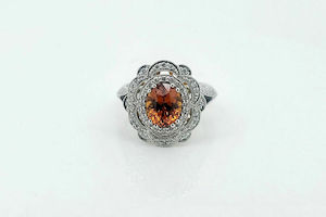 Gemstone Ring Spessartite Garnet and Diamond Ring Crawford Hill Jewellery