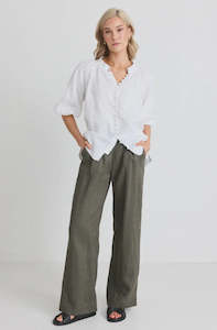 BY ROSA BESTOW WIDE LEG PANTS - DARK OLIVE