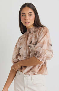 Womenswear: AMONG THE BRAVE - INFLUENTIAL FLORAL TOP - CHOCOLATE