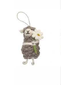 Decoration | Christmas Sheep with Flowers (Natural)